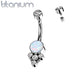 Titanium Opal Gem Cluster Belly Bar 14G