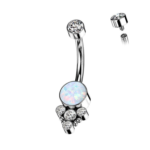 Titanium Opal Gem Cluster Belly Bar 14G