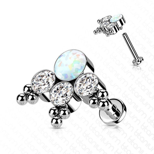 Titanium Opal Gem Cluster Labret WHITE