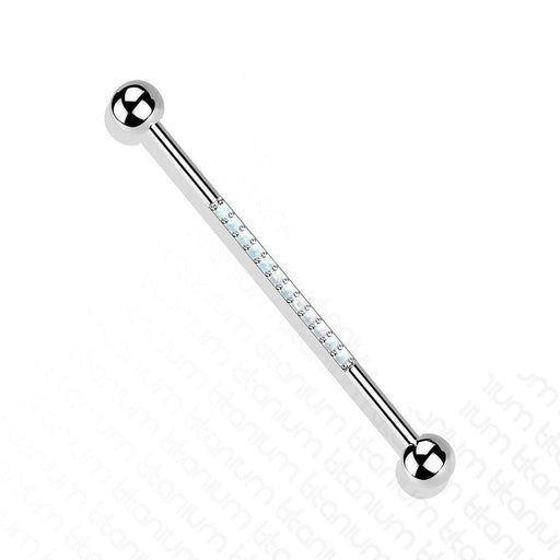 Titanium Opal Paved Industrial 14G 38mm