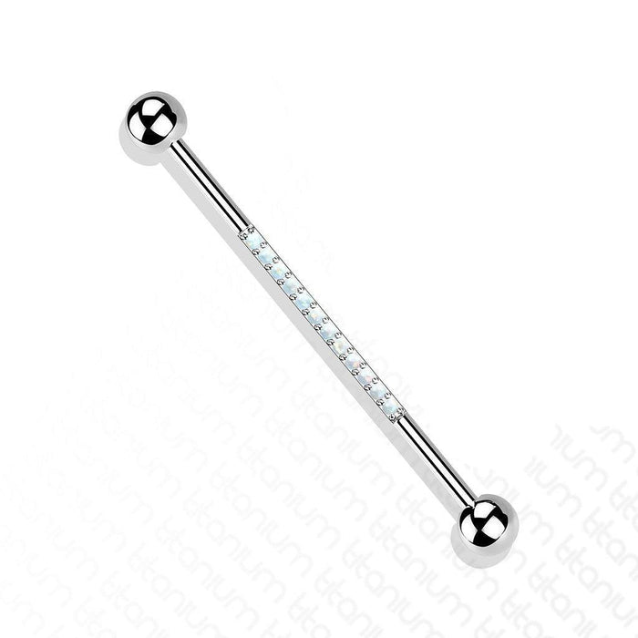 Titanium Opal Paved Industrial 14G 38mm