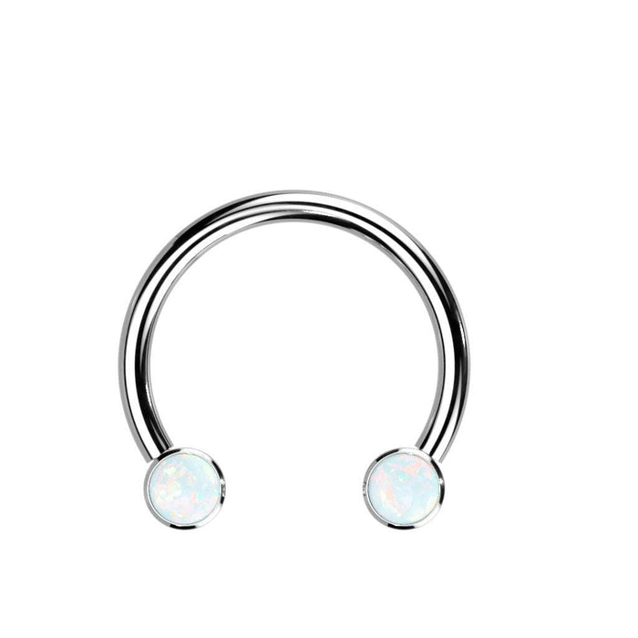 Titanium Opal Threadless Horseshoe 16G