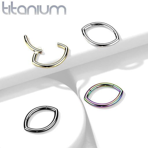Titanium Oval Hinged Ring 16G