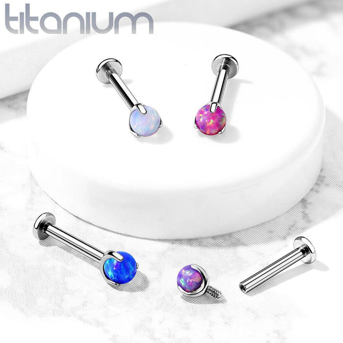 Titanium Prong Opal Ball Labret