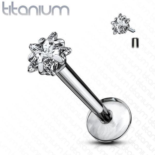 Titanium Prong Star Labret 16G