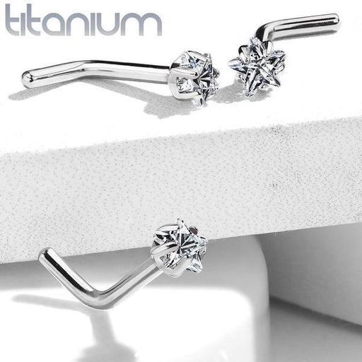 Titanium Prong Star Nose L Bend 20G 18G
