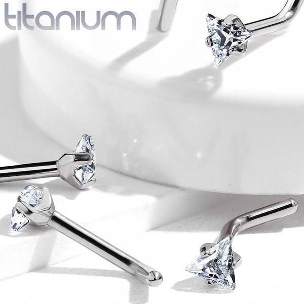 Titanium Prong Triangle Nose L Bend 20G 18G