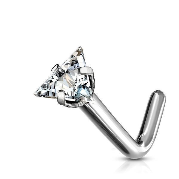Titanium Prong Triangle Nose L Bend 20G 18G