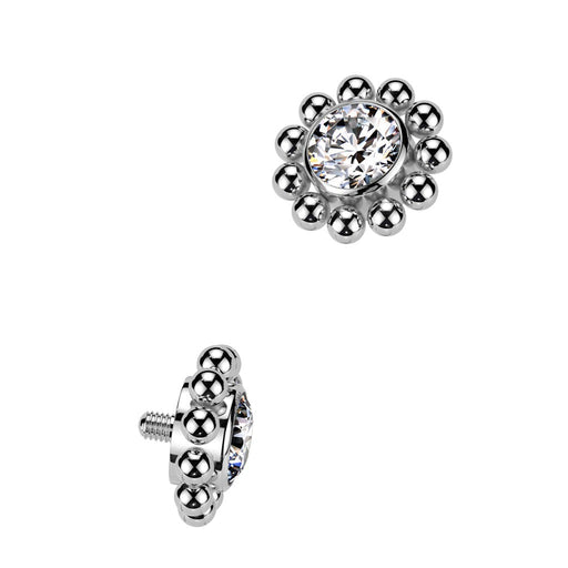 Titanium Round Beaded Gem Dermal Top