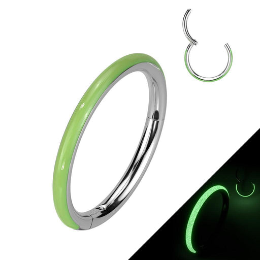 Titanium Side Glow Hinged Ring 16G