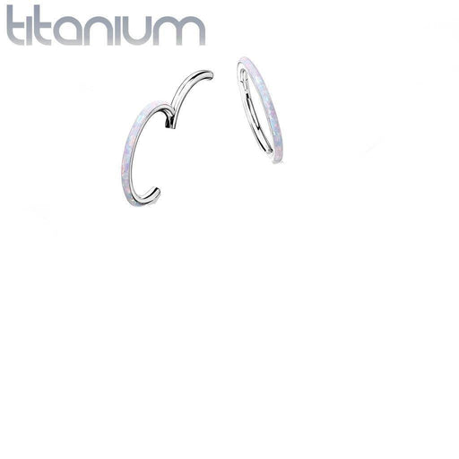 Titanium Side Opal Hinged Ring 16G