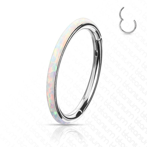 Titanium Side Opal Hinged Ring 16G