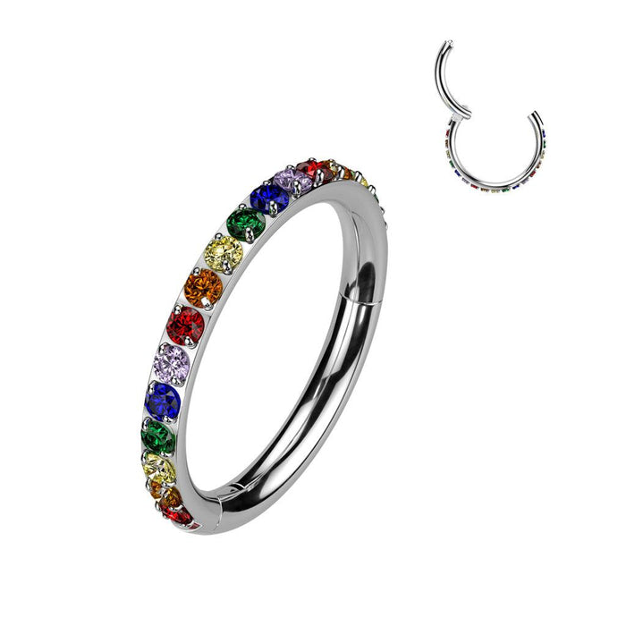 Titanium Side Pride Hinged Ring 16G