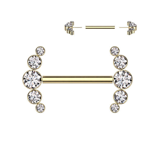 Titanium Threadless 5 Gem Nipple Bar