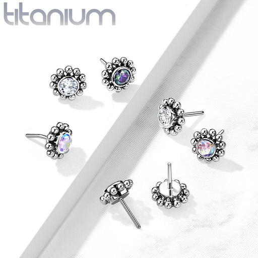 Titanium Threadless Beaded Gem Ball End