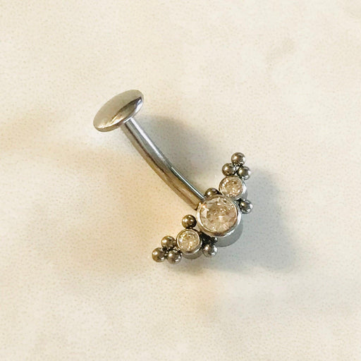 Titanium Threadless Cluster Belly Bar 14G