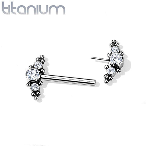 Titanium Threadless Cluster Nipple Bar 14G