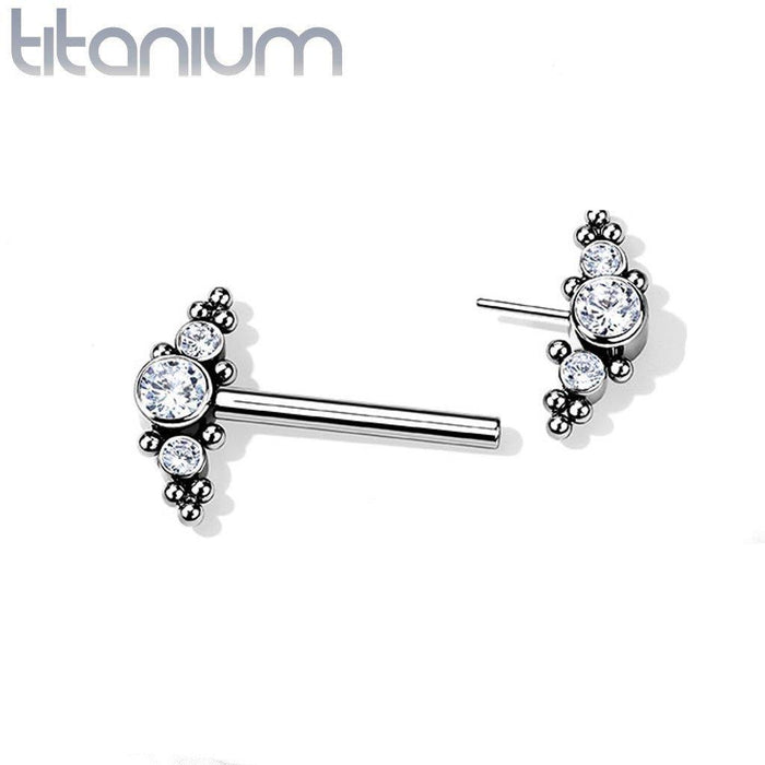 Titanium Threadless Cluster Nipple Bar 14G