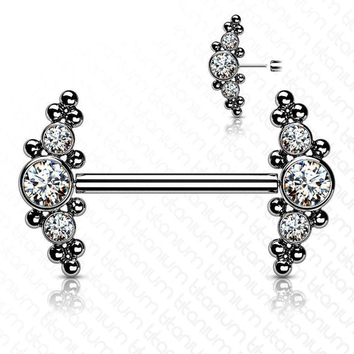Titanium Threadless Cluster Nipple Bar 14G