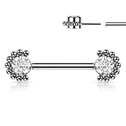 Titanium Threadless Gem Bead Nipple Bar