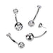 Titanium Threadless Gem Belly Bar 14G