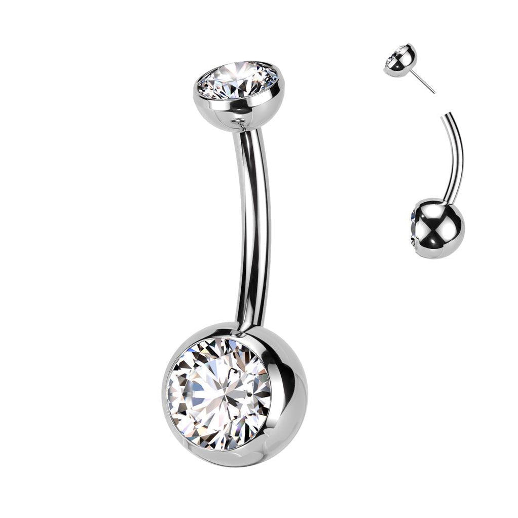 Titanium Threadless Gem Belly Bar 14G — Totally Pierced
