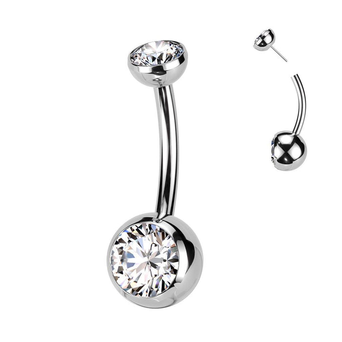 Titanium Threadless Gem Belly Bar 14G