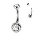 Titanium Threadless Gem Belly Bar 14G