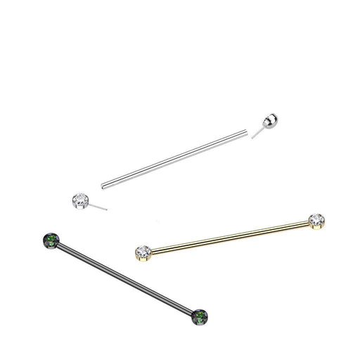 Titanium Threadless Gem End Industrial 14G 38mm