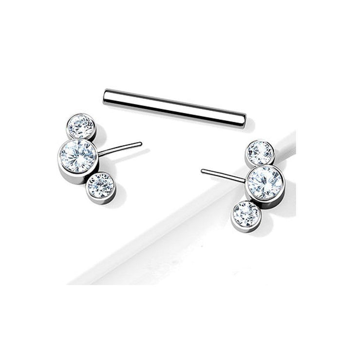 Titanium Threadless Gem Fan Nipple Bar 14G