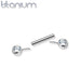 Titanium Threadless Gem Nipple Bar 14G
