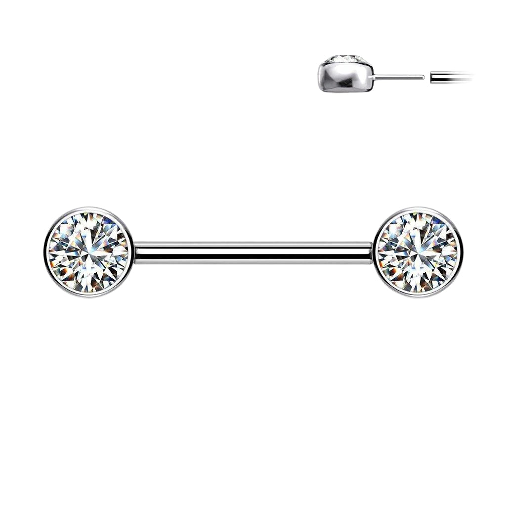Titanium Threadless Gem Nipple Bar 14G — Totally Pierced
