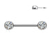 Titanium Threadless Gem Nipple Bar 14G