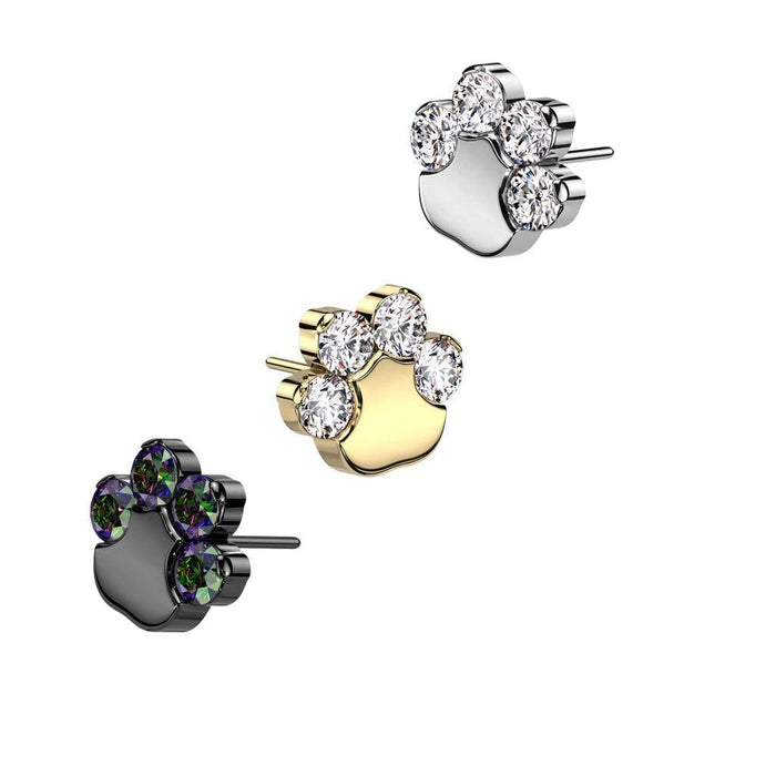 Titanium Threadless Gem Paw End