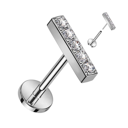 Titanium Threadless Gem Row Labret 18G