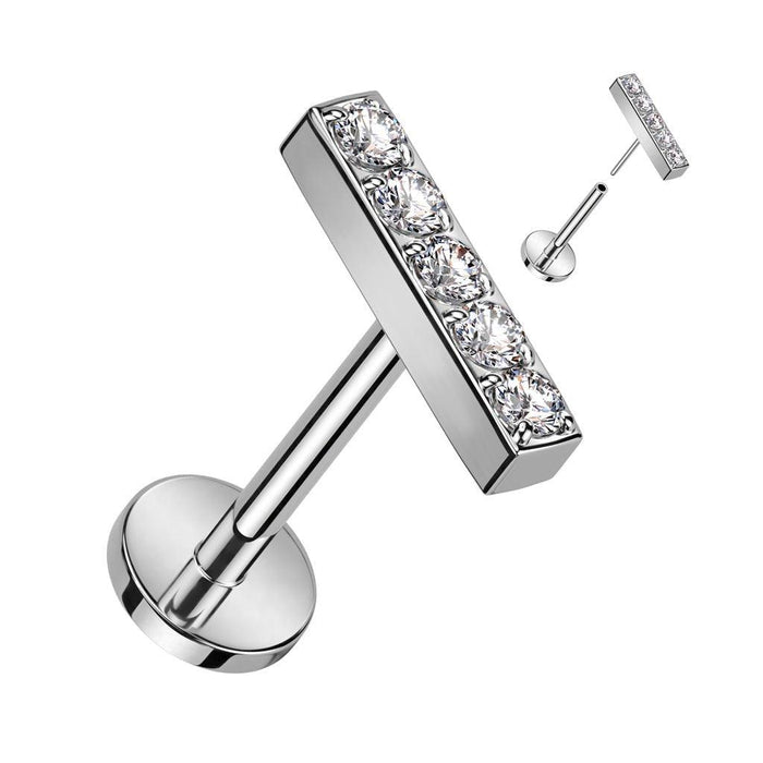 Titanium Threadless Gem Row Labret 18G