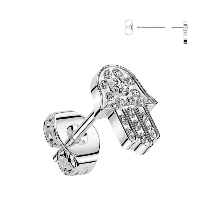 Titanium Threadless Hamsa Earrings Pair