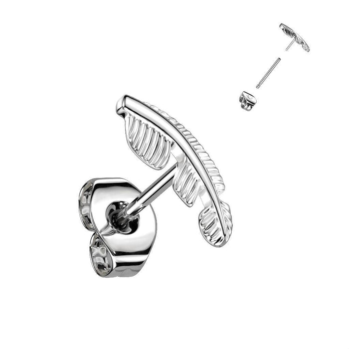 Titanium Threadless Leaf Earrings Pair