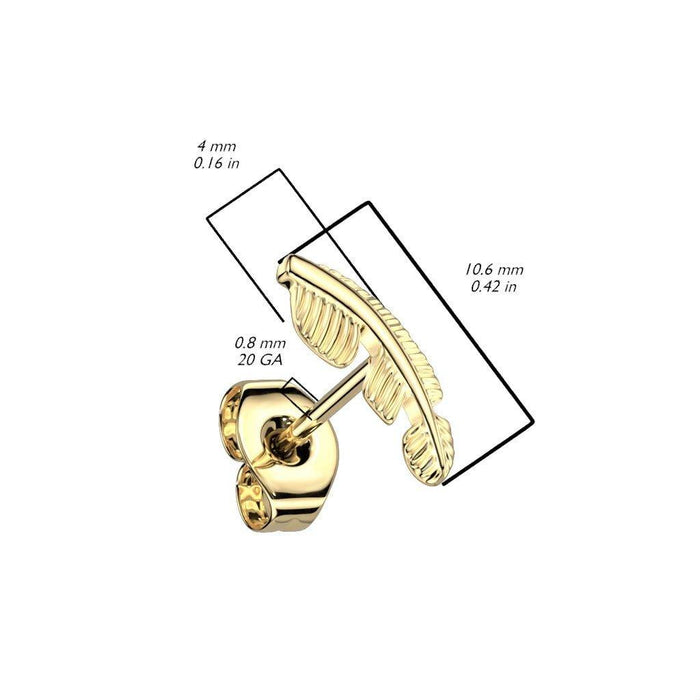 Titanium Threadless Leaf Earrings Pair