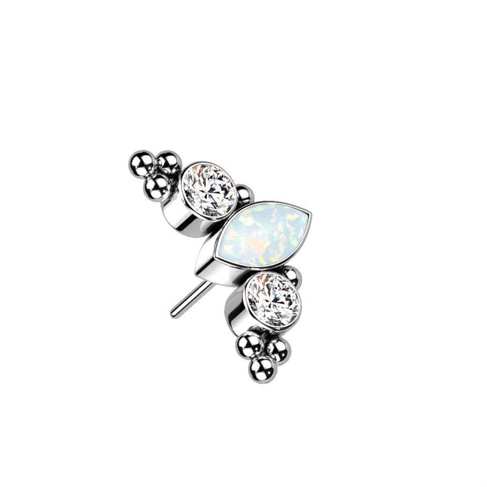 Titanium Threadless Opal Cluster End