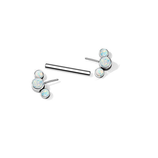 Titanium Threadless Opal Fan Nipple Bar 14G