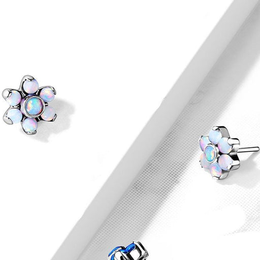 Titanium Threadless Opal Flower End