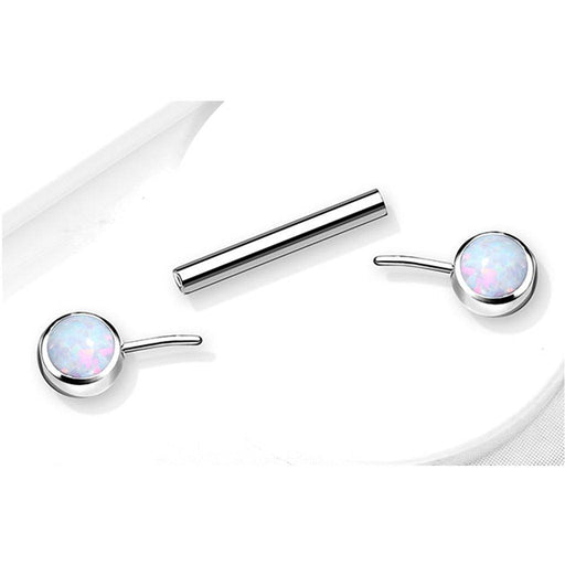 Titanium Threadless Opal Nipple Bar 14G