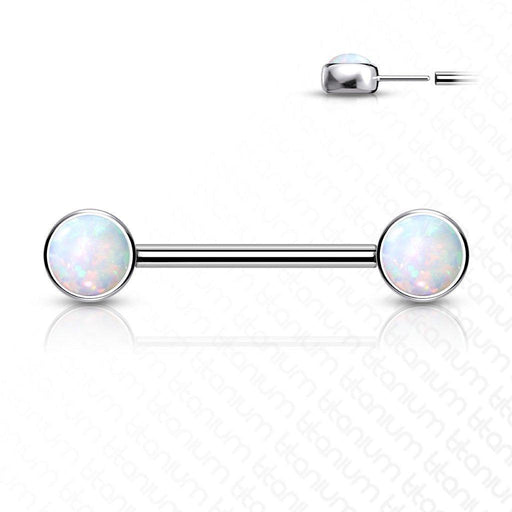 Titanium Threadless Opal Nipple Bar 14G