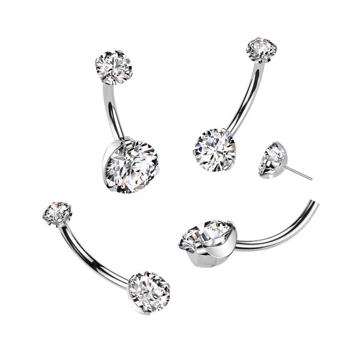 Titanium Threadless Prong Belly Bar 14G