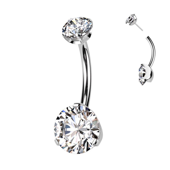 Titanium Threadless Prong Belly Bar 14G