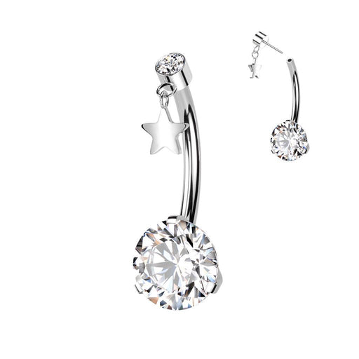 Titanium Threadless Star Belly Bar 14G
