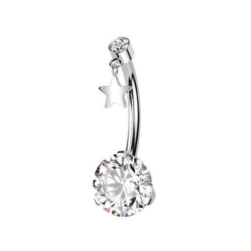 Titanium Threadless Star Belly Bar 14G