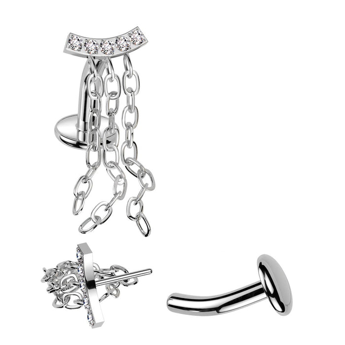 Titanium Threadless Triple Chain Belly Bar