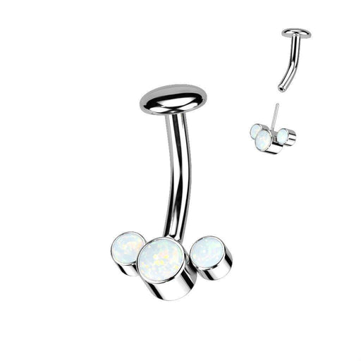 Titanium Threadless Triple Opal Belly Bar 14G